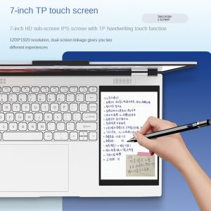 Dual-Screen Business Laptop: 15.6” + 7”, Fingerprint Unlock, Detachable 2MP HD Camera, RGB Backlit Keyboard, Intel N5105 CPU