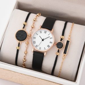 2022 Luxury Leather Watch Set: Fashionable Analog Quartz Bracelet Watches